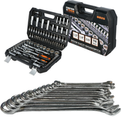 FASTER TOOLS 8825 zestaw kluczy nasadowych płasko-oczk 94 1/2" & 1/4" CR-V